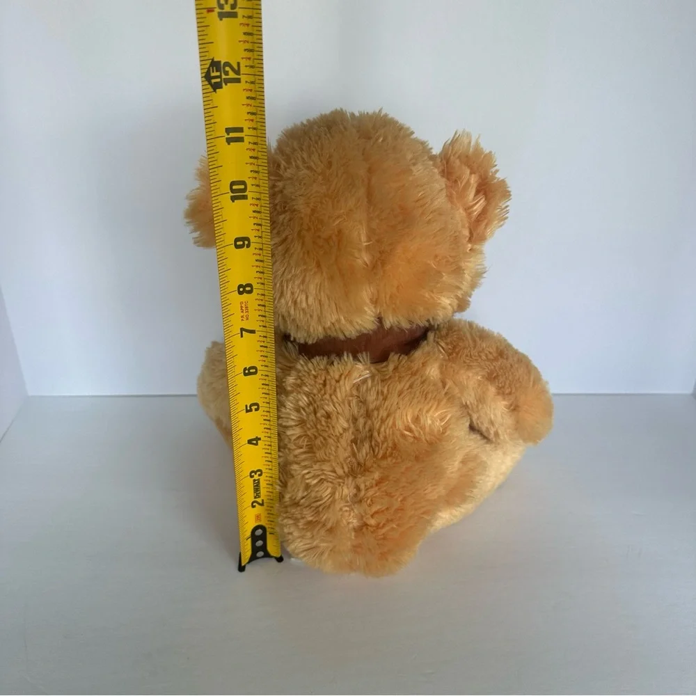 Calplush 2015 Tan Brown Teddy Bear Plush Love Heart Bow Cuddly Stuffed Animal